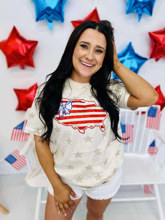 Fourth Of July America Puff Flag Graphic Tee