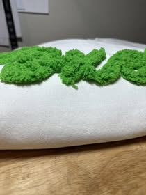 Foxes Chenille Script Sweatshirt | Green Fuzzy Letter Appliqué