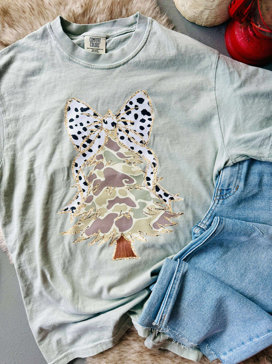 Camo Tree Christmas DTF Graphic Tee