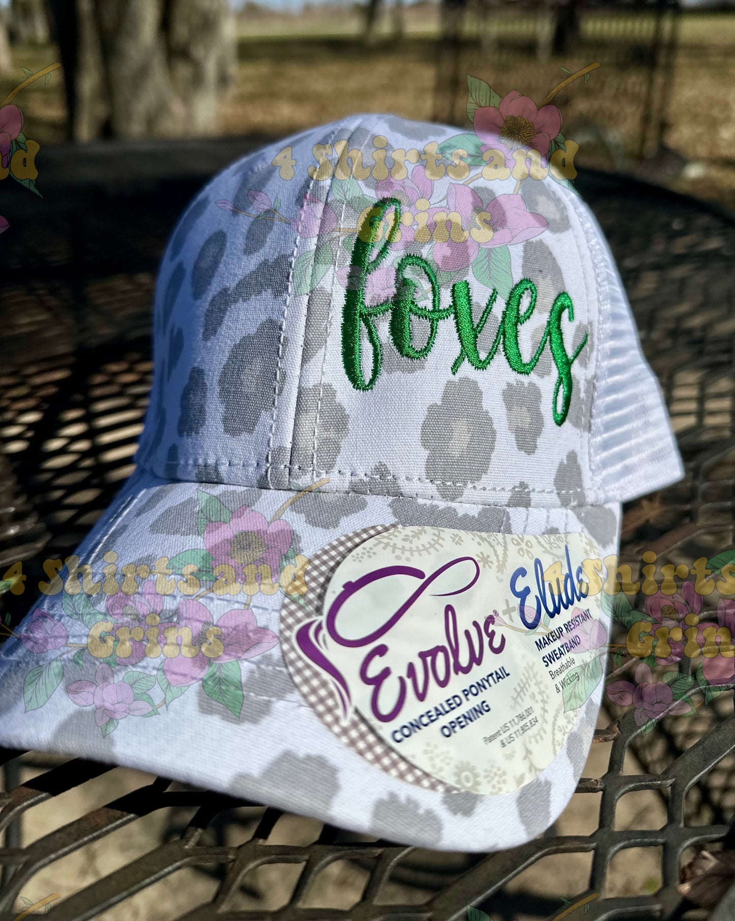 Leopard Print Embroidered Foxes Hat