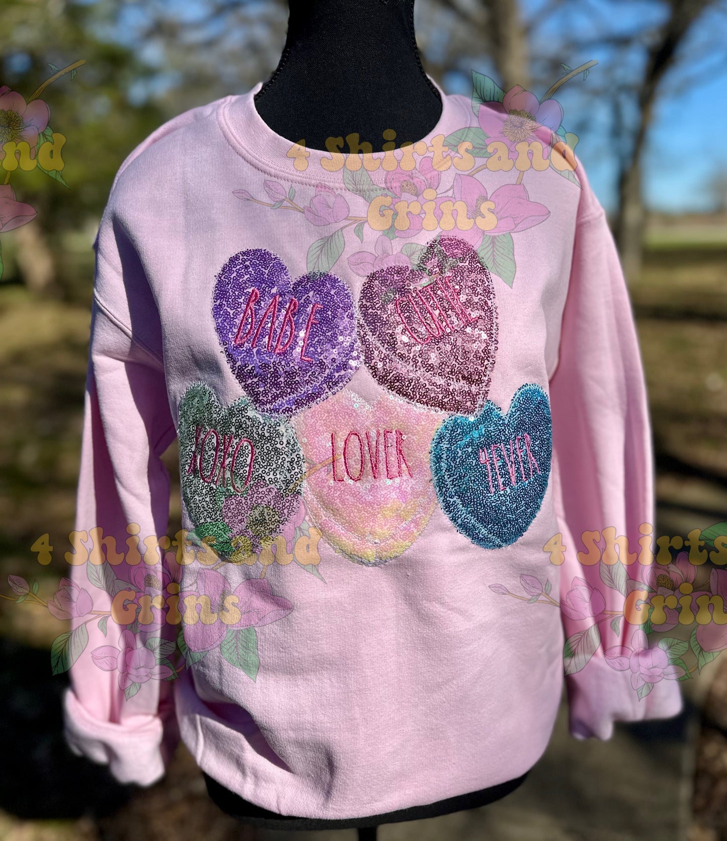 Conversation Valentine Heart REAL SEQUIN Sweatshirt