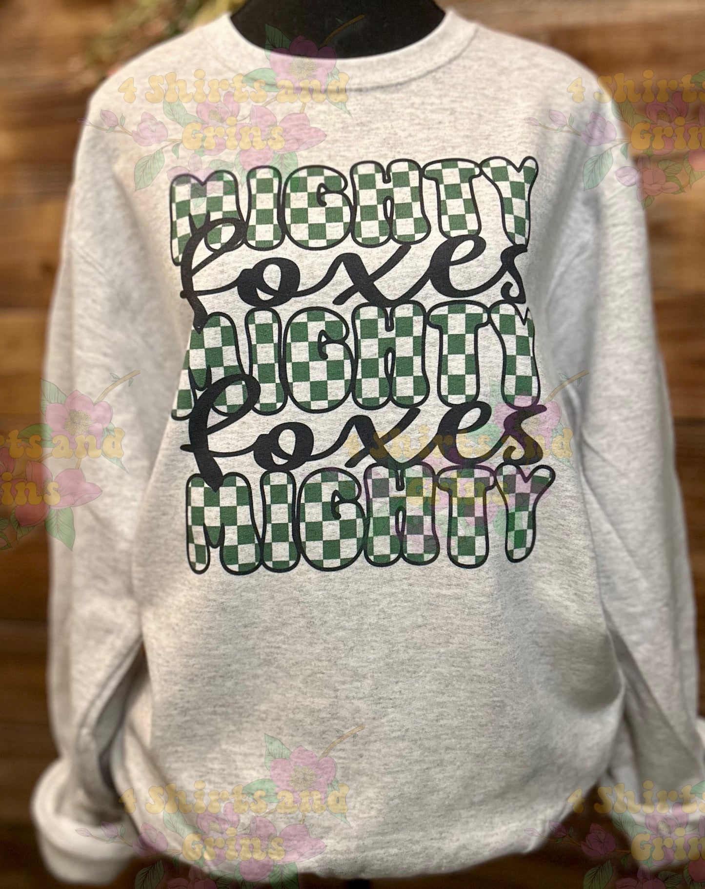 Mighty Mighty Foxes Green Checkered Stacked Retro