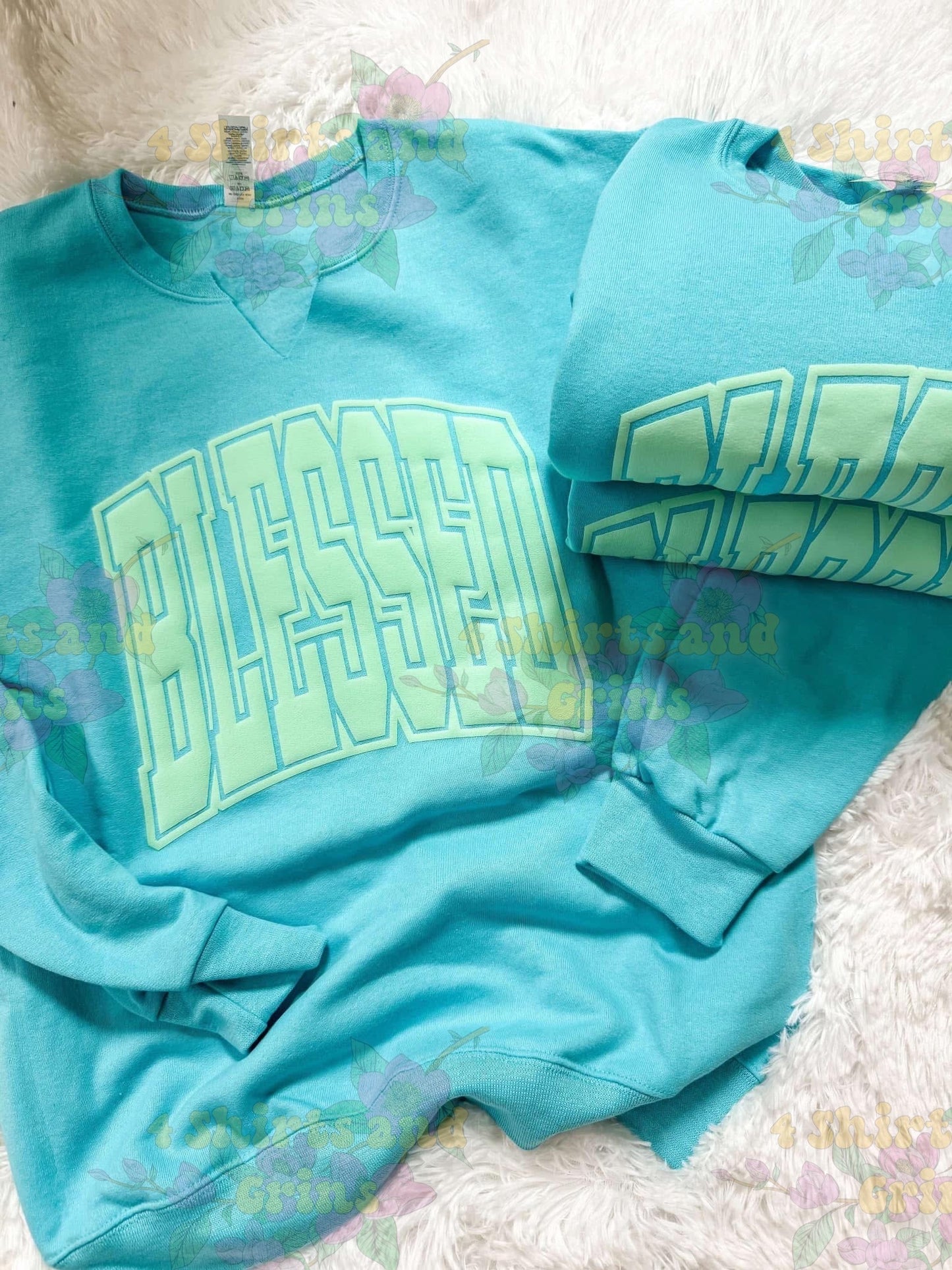 Blessed Varsity V-neck Sweatshirt - Puff