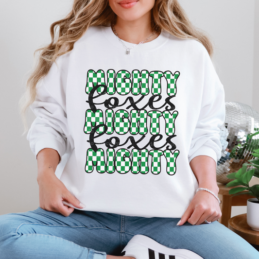 Mighty Mighty Foxes Green Checkered Stacked Retro