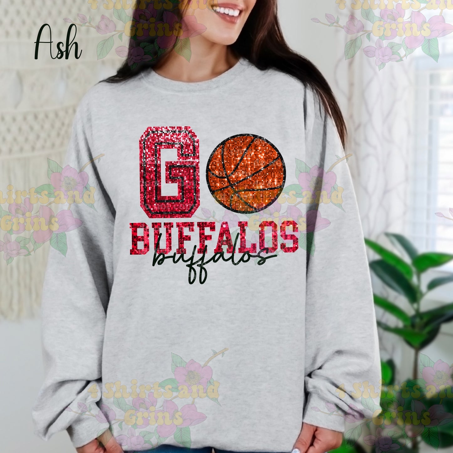 Faux Sequin Go Buffalos Basketball