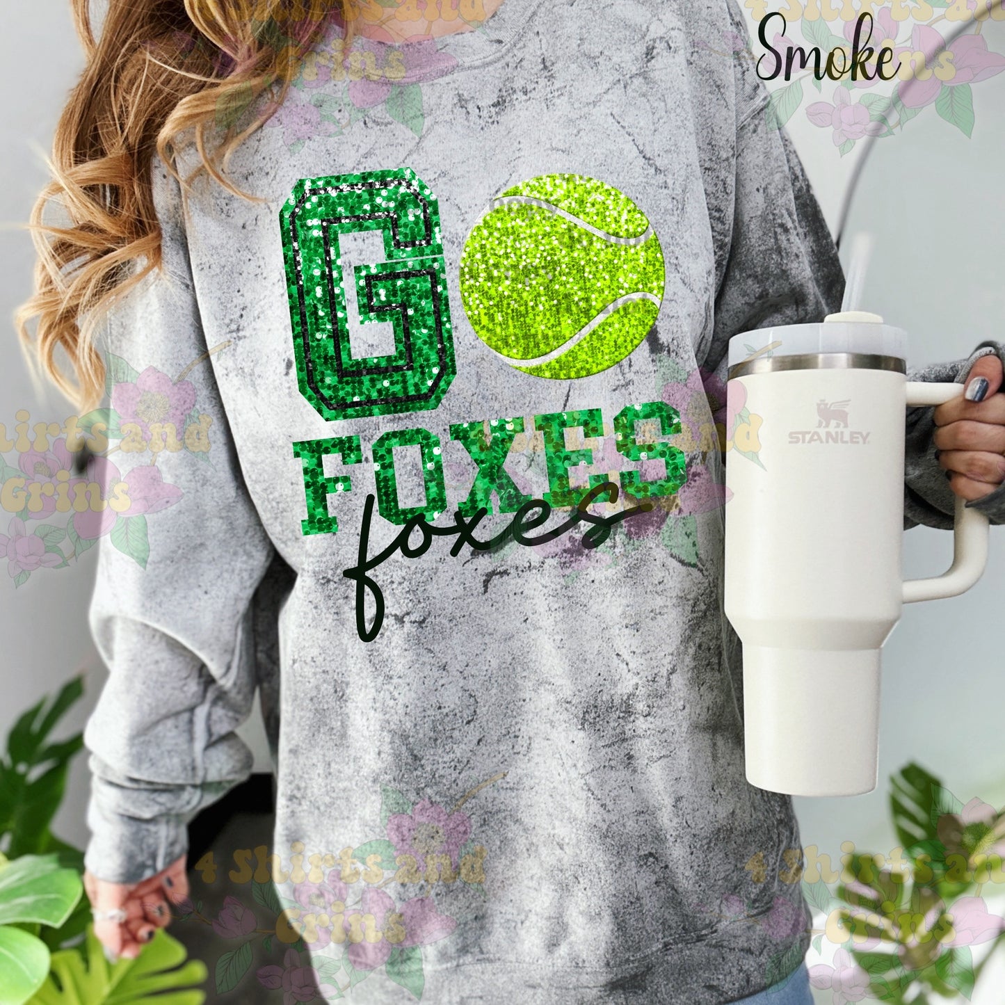 Go Foxes Tennis - Faux Sequin Sweatshirt