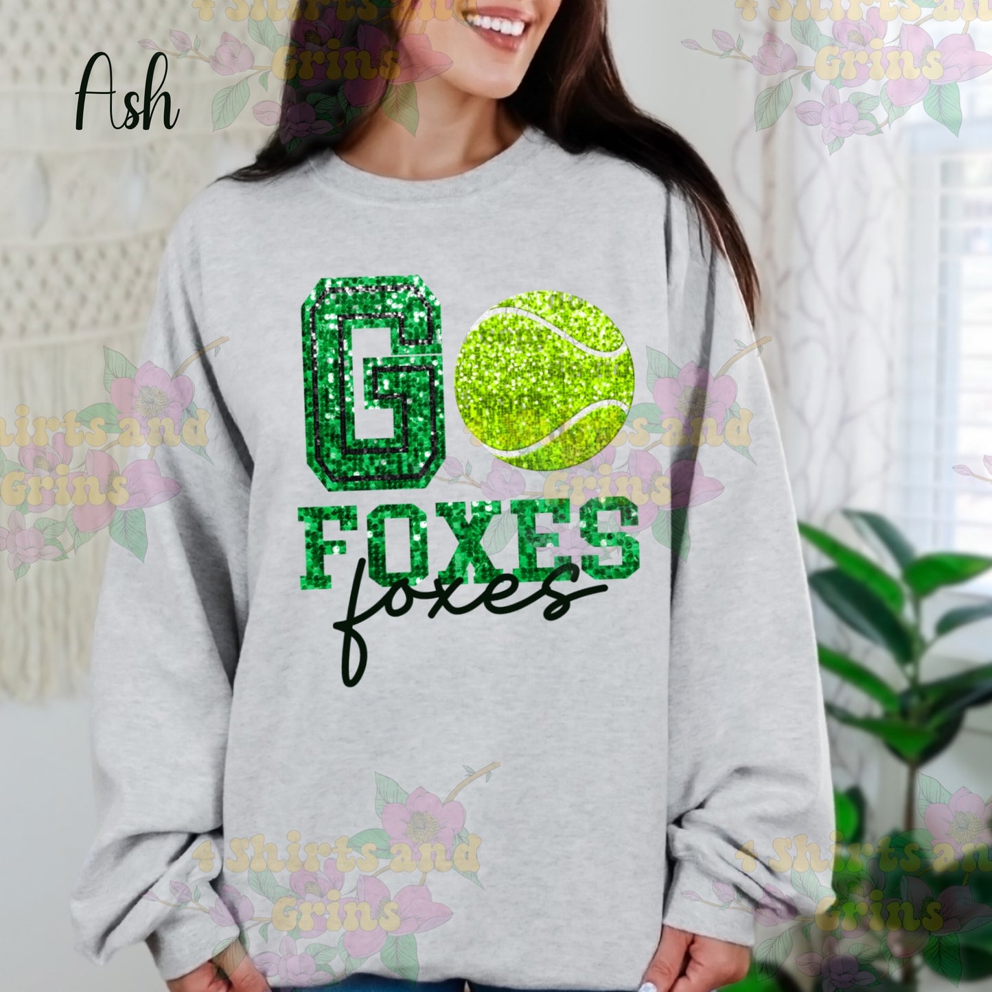 Go Foxes Tennis - Faux Sequin Sweatshirt