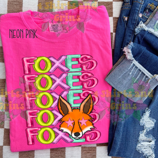 Neon Pop Foxes Tee ā Youth & Adult Sizes