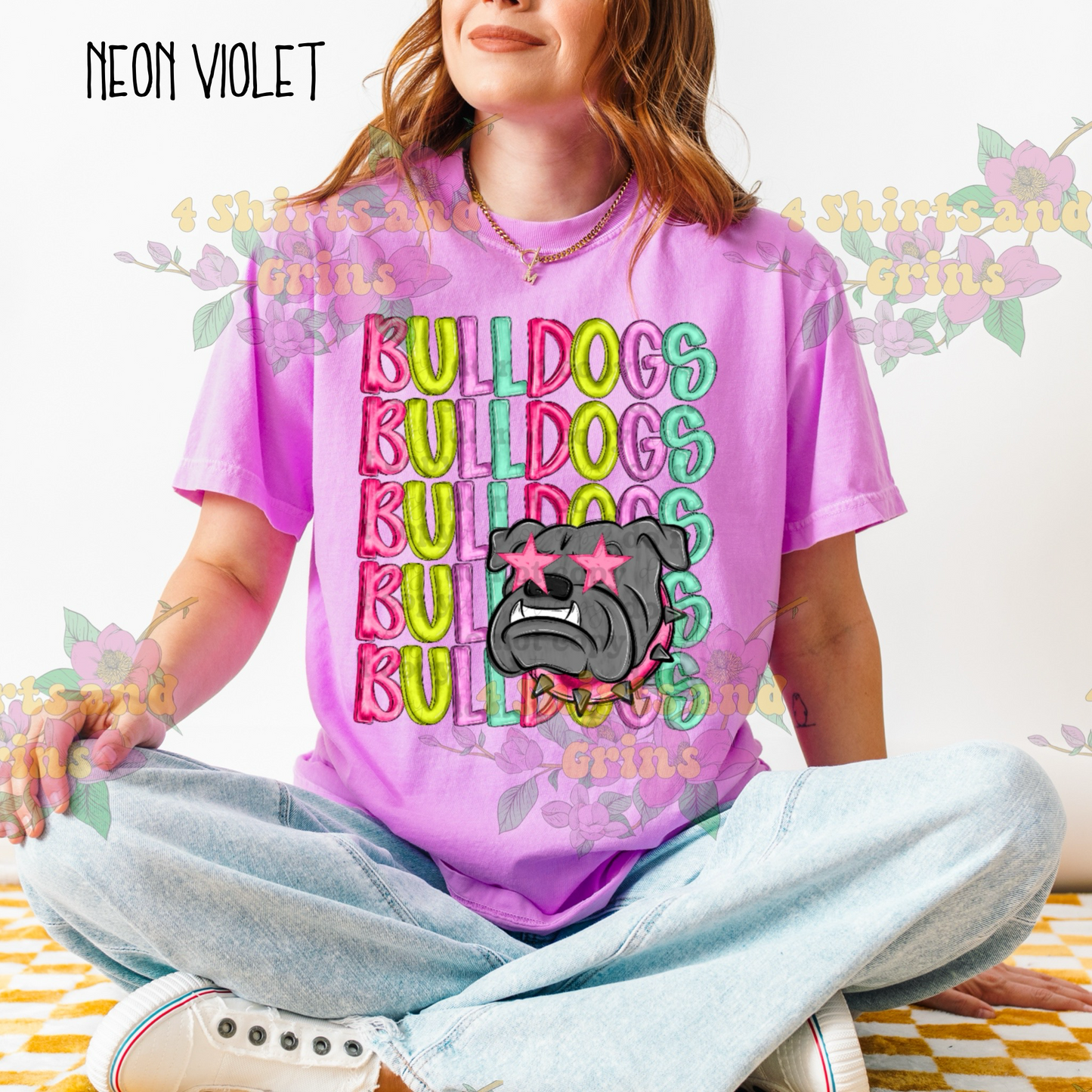 Neon Pop Bulldogs Tee – Youth & Adult Sizes