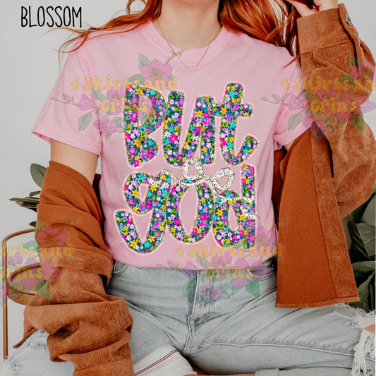 āBut Godā Floral Tee with Bow | Comfort ColorsĀ® | 15 Color Options | Faith Shirt