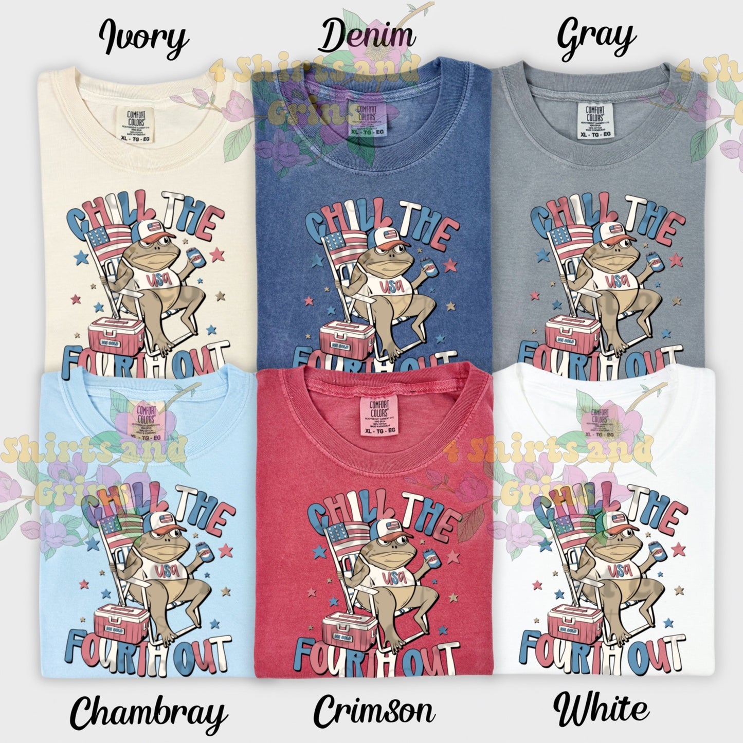 "Chill the Fourth Out" Patriotic Frog Tee or Tank – Comfort Colors & Rocker Tanks