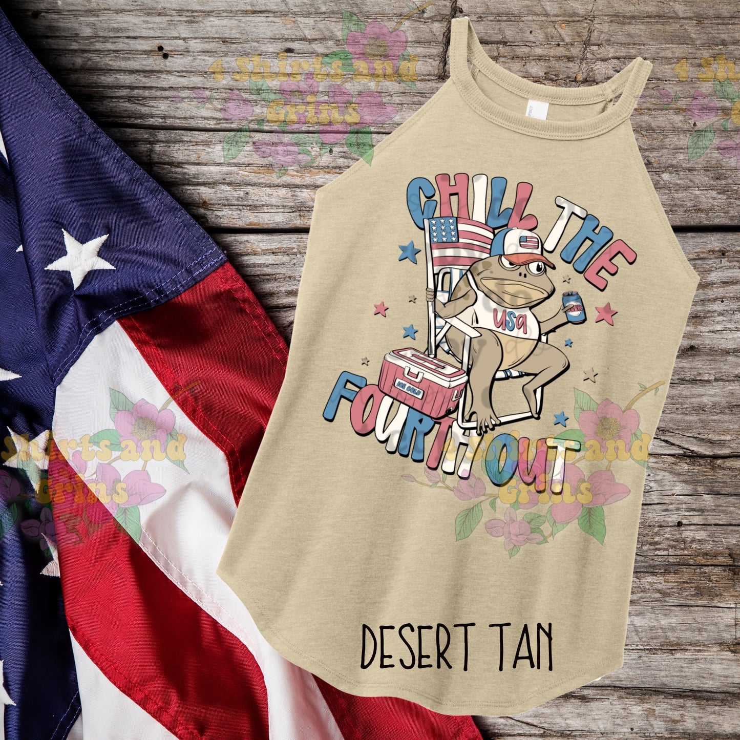 "Chill the Fourth Out" Patriotic Frog Tee or Tank – Comfort Colors & Rocker Tanks
