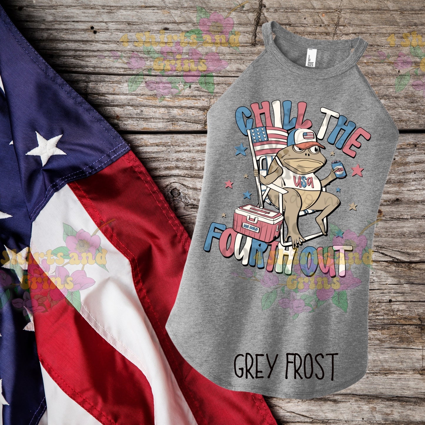 "Chill the Fourth Out" Patriotic Frog Tee or Tank – Comfort Colors & Rocker Tanks