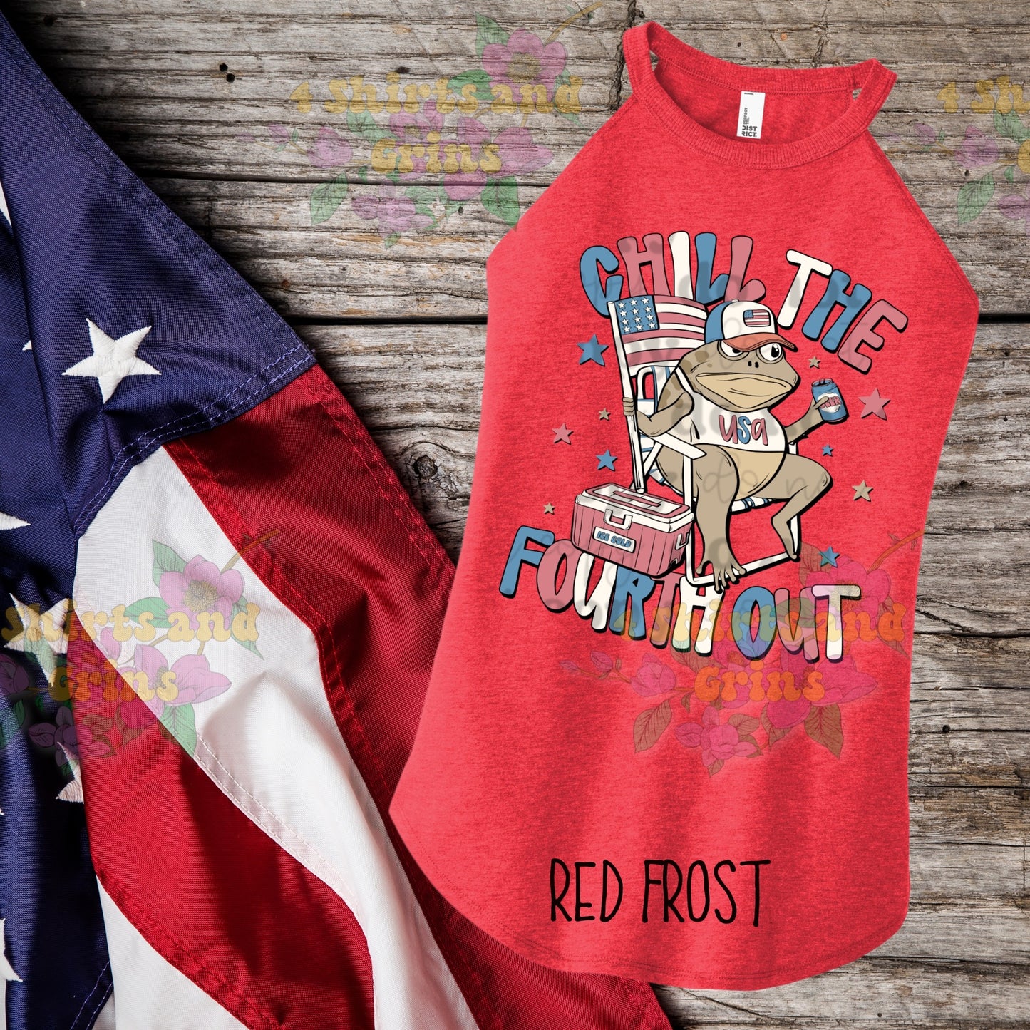 "Chill the Fourth Out" Patriotic Frog Tee or Tank – Comfort Colors & Rocker Tanks