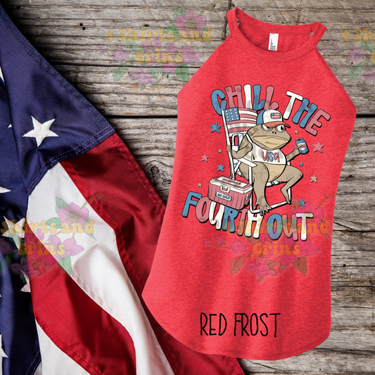 "Chill the Fourth Out" Patriotic Frog Tee or Tank โ Comfort Colors & Rocker Tanks