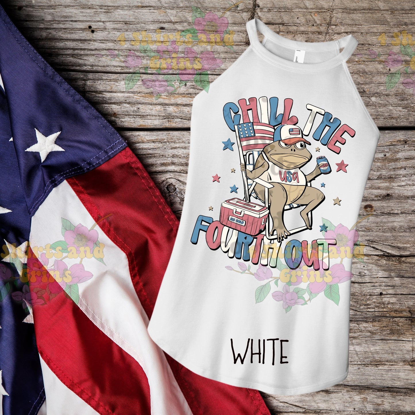 "Chill the Fourth Out" Patriotic Frog Tee or Tank – Comfort Colors & Rocker Tanks