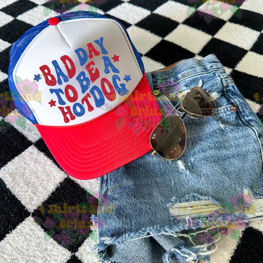π Bad Day to Be a Hotdog Trucker Hat β Red, White & Grill Ready