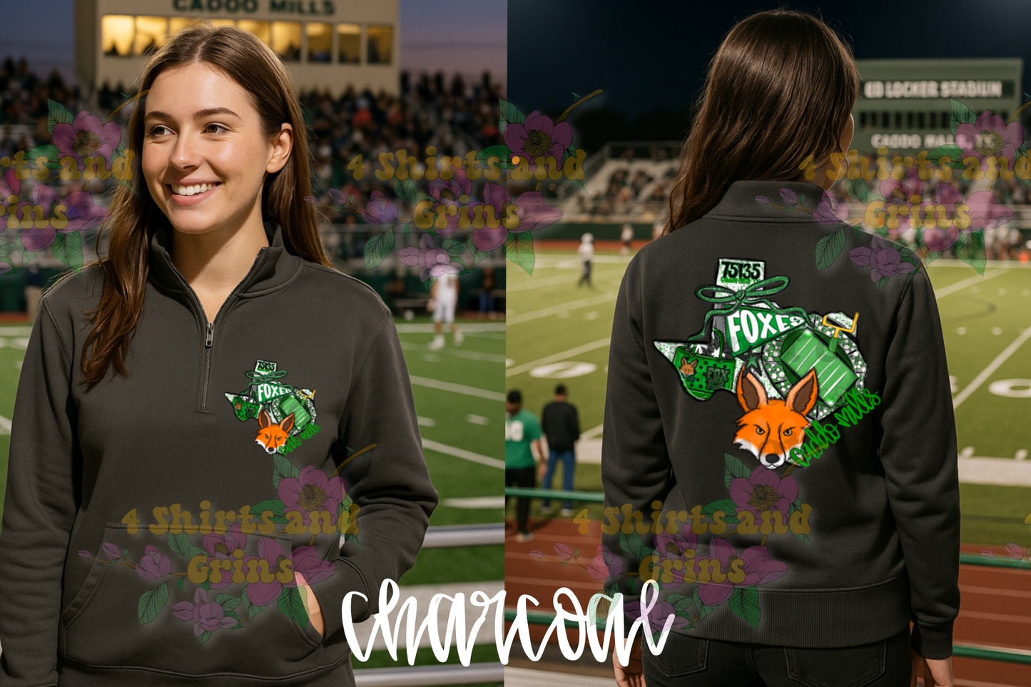 Caddo Mills Foxes Texas Graphic | Comfort Colors Tee or District 1/4 Zip Pullover | Football | Soccer | Baseball