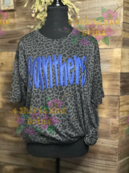 ๐พ Panthers Glitter Puff Leopard Tee โ Fierce Spiritwear for Game Day โจ