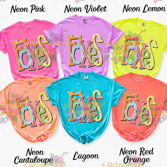 Foxes Color Pop | Comfort Colors® Tee | Caddo Mills Spirit Shirt | Bright School Graphic