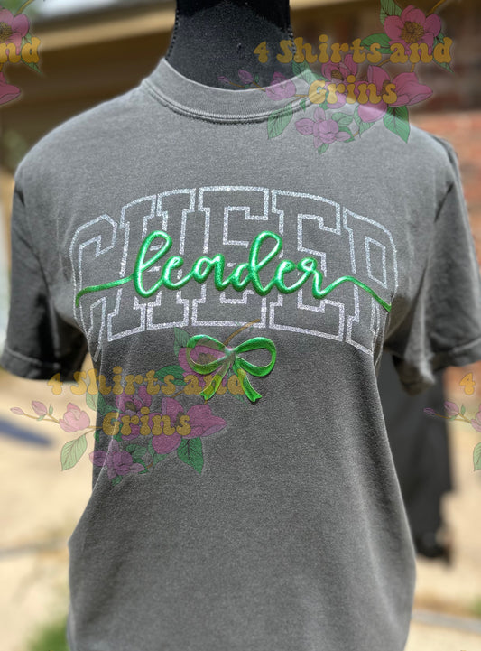 Custom Cheerleader Puff Tee | Glitter & Metallic Vinyl | Choose Shirt Color & Style