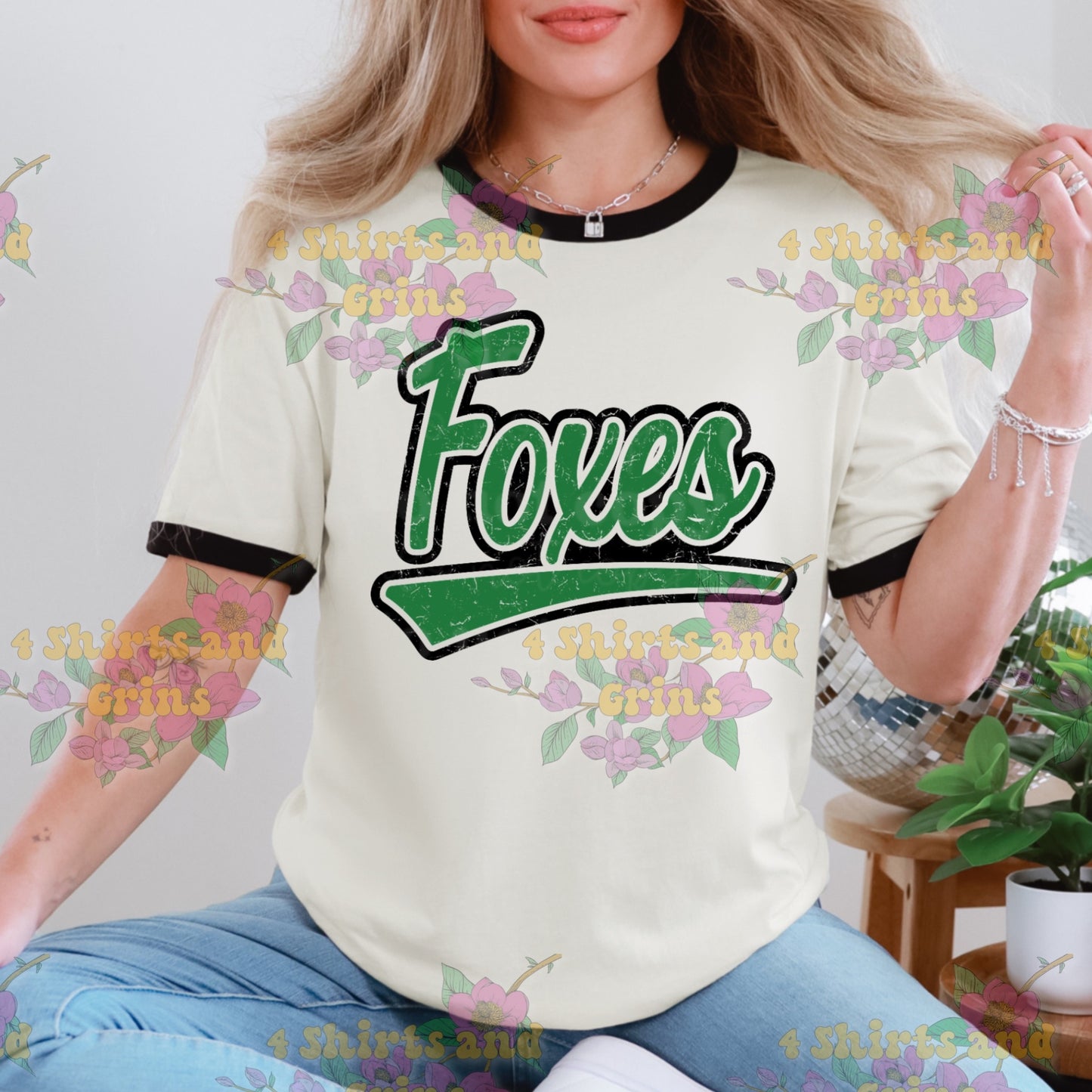 Foxes Script Ringer Tee | Retro Mascot Graphic