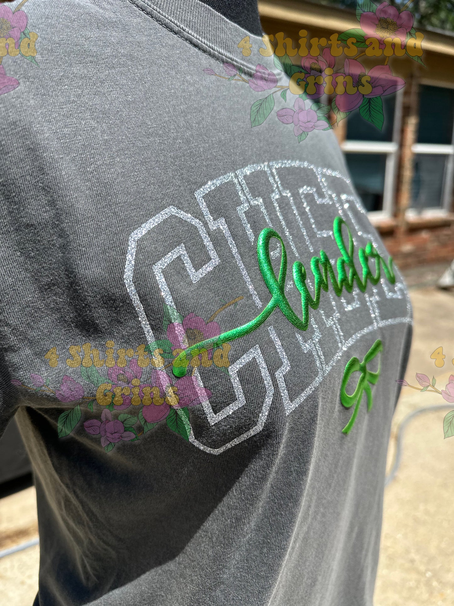 Custom Cheerleader Puff Tee | Glitter & Metallic Vinyl | Choose Shirt Color & Style
