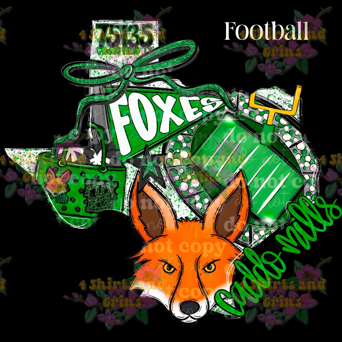 Caddo Mills Foxes Texas Graphic | Comfort Colors Tee or District 1/4 Zip Pullover | Football | Soccer | Baseball