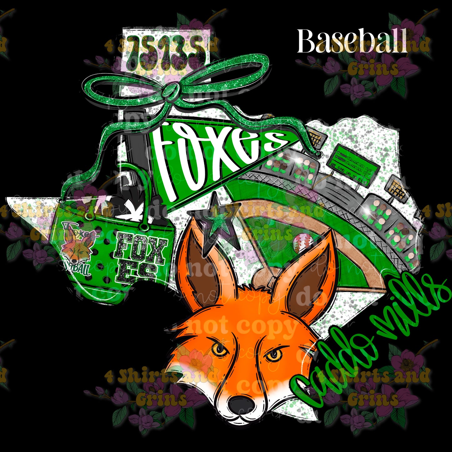 Caddo Mills Foxes Texas Graphic | Comfort Colors Tee or District 1/4 Zip Pullover | Football | Soccer | Baseball