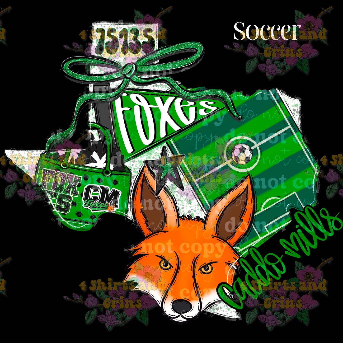 Caddo Mills Foxes Texas Graphic | Comfort Colors Tee or District 1/4 Zip Pullover | Football | Soccer | Baseball