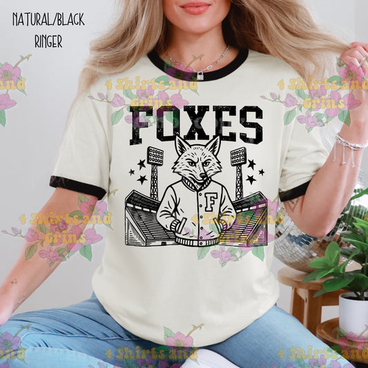 Foxes Stadium Mascot Tee | Custom Spirit Shirt | Over 150 Mascots Available