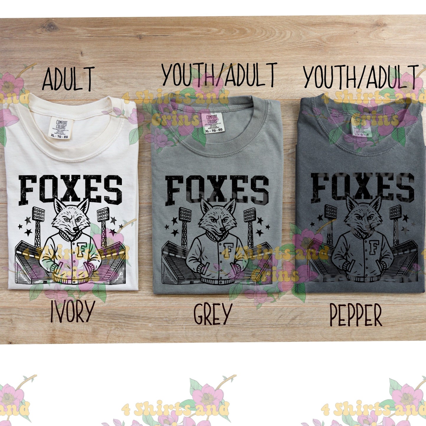 Foxes Stadium Mascot Tee | Custom Spirit Shirt | Over 150 Mascots Available