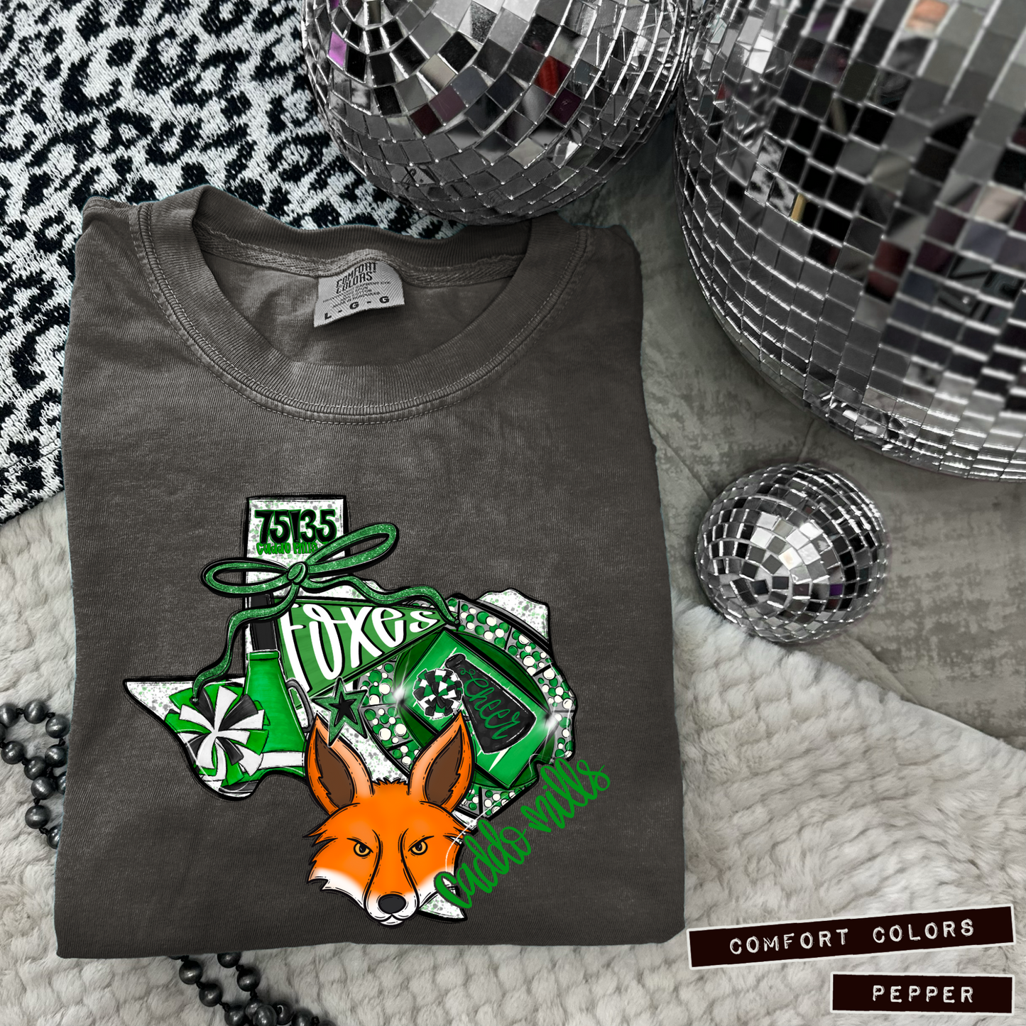 Caddo Mills Foxes Texas Graphic | Comfort Colors Tee or District 1/4 Zip Pullover | Football | Soccer | Baseball