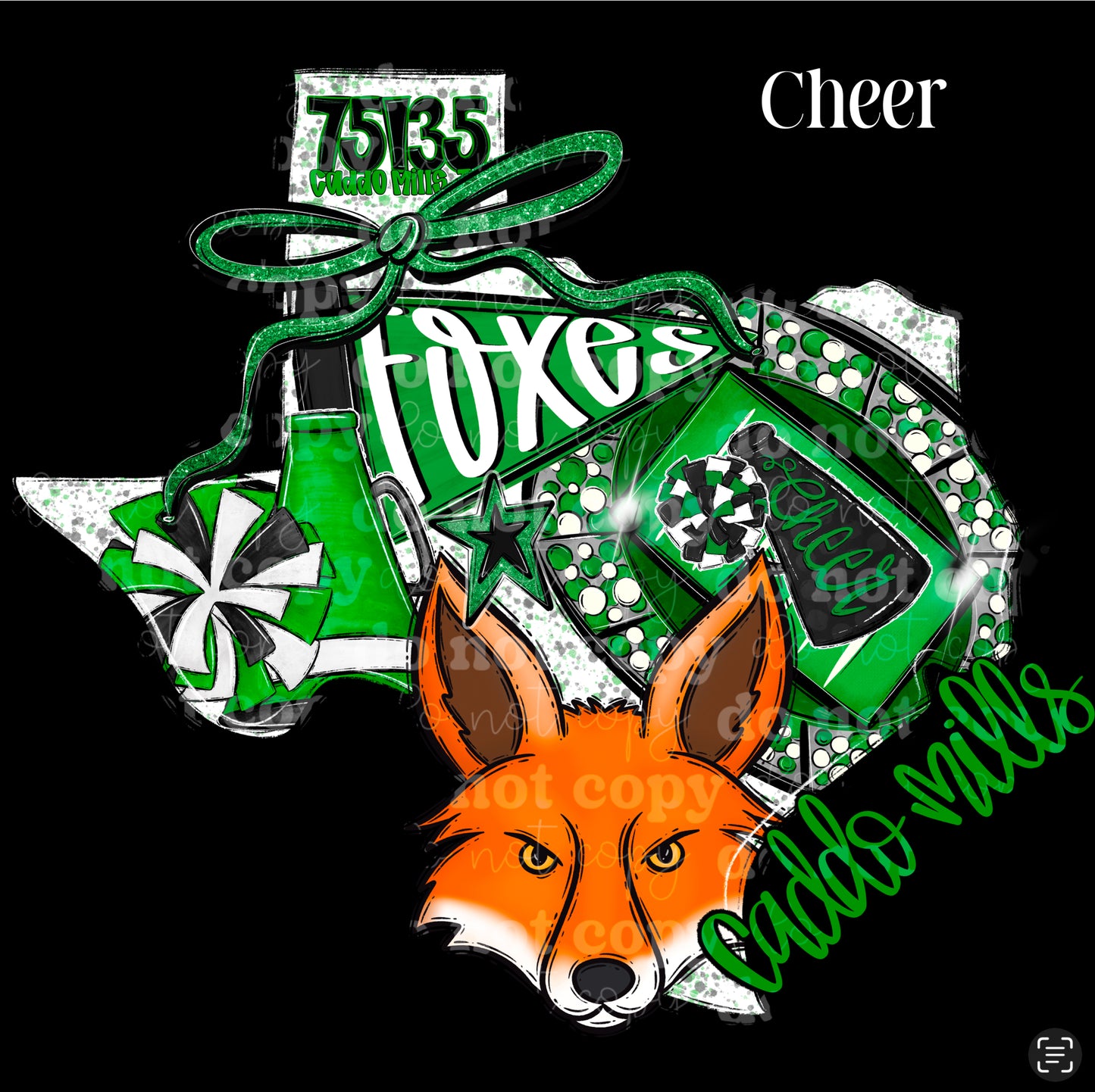 Caddo Mills Foxes Texas Graphic | Comfort Colors Tee or District 1/4 Zip Pullover | Football | Soccer | Baseball