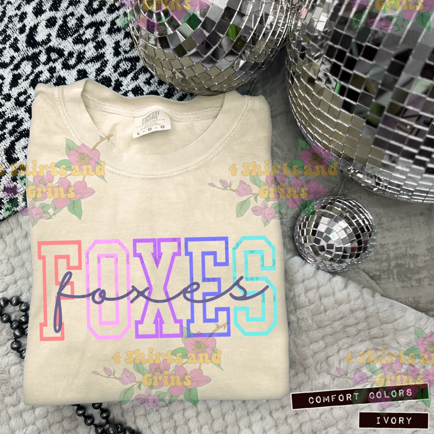 FOXES Rainbow Varsity Spirit Shirt – Youth & Adult Sizes – Comfort Colors® & Tultex Options – T-Shirt