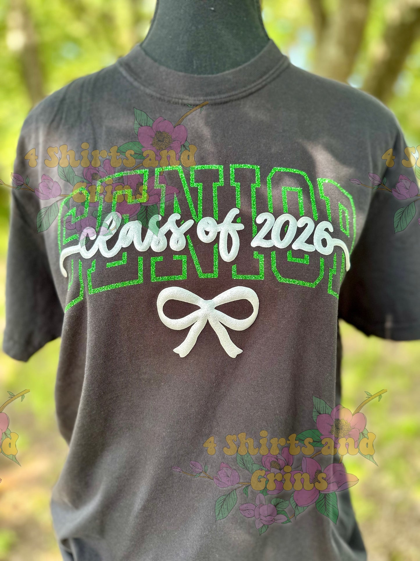 Custom Class of 2026 Senior Tee | Glitter & Puff Bow