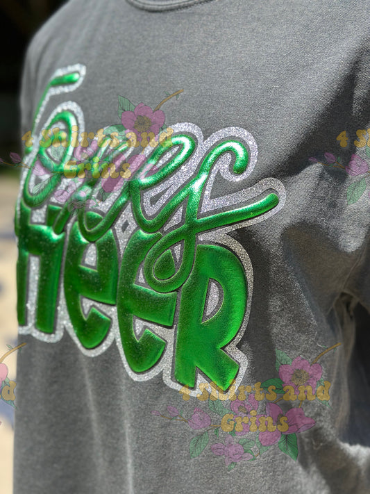 Custom Cheer Team Spirit Glitter Puff Tee | Personalized School Colors