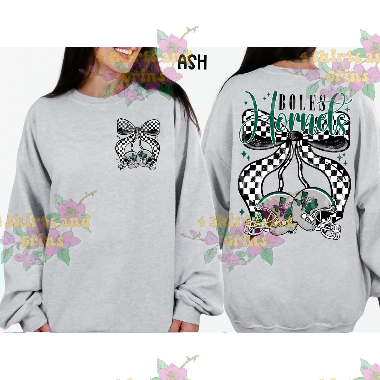 Boles Hornets Bow Football Sweatshirt | Comfort Colors Sand or Ash Grey | Spirit Wear Game Day Crewneck (Copy)