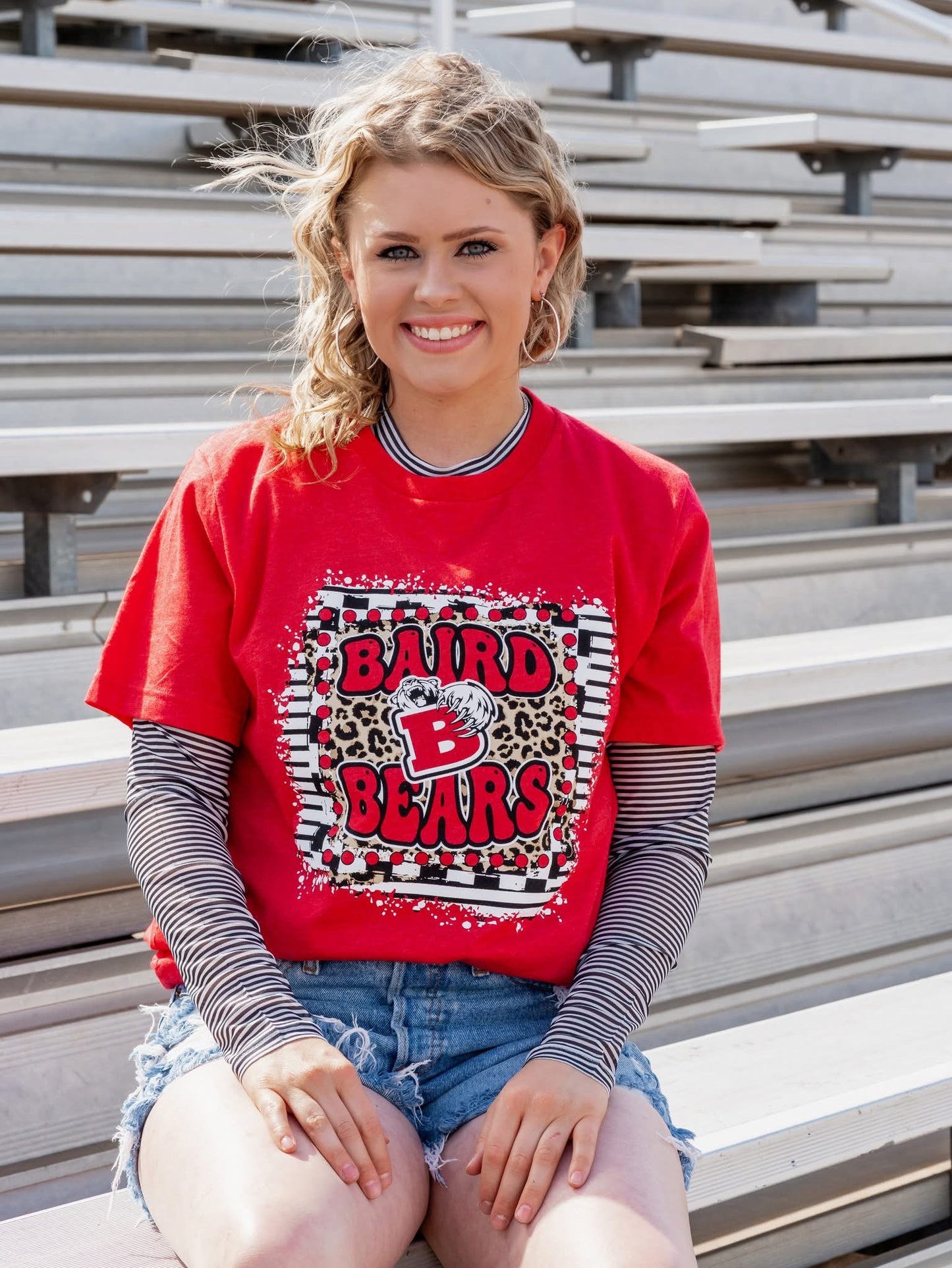 Striped Mesh Long Sleeve Layering Top | Game Day Ready