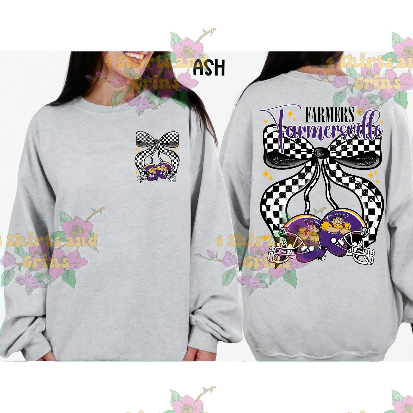 Farmersville Farmers Bow Football Sweatshirt | Comfort Colors Sand or Ash Grey | Spirit Wear Game Day Crewneck (Copy) (Copy)