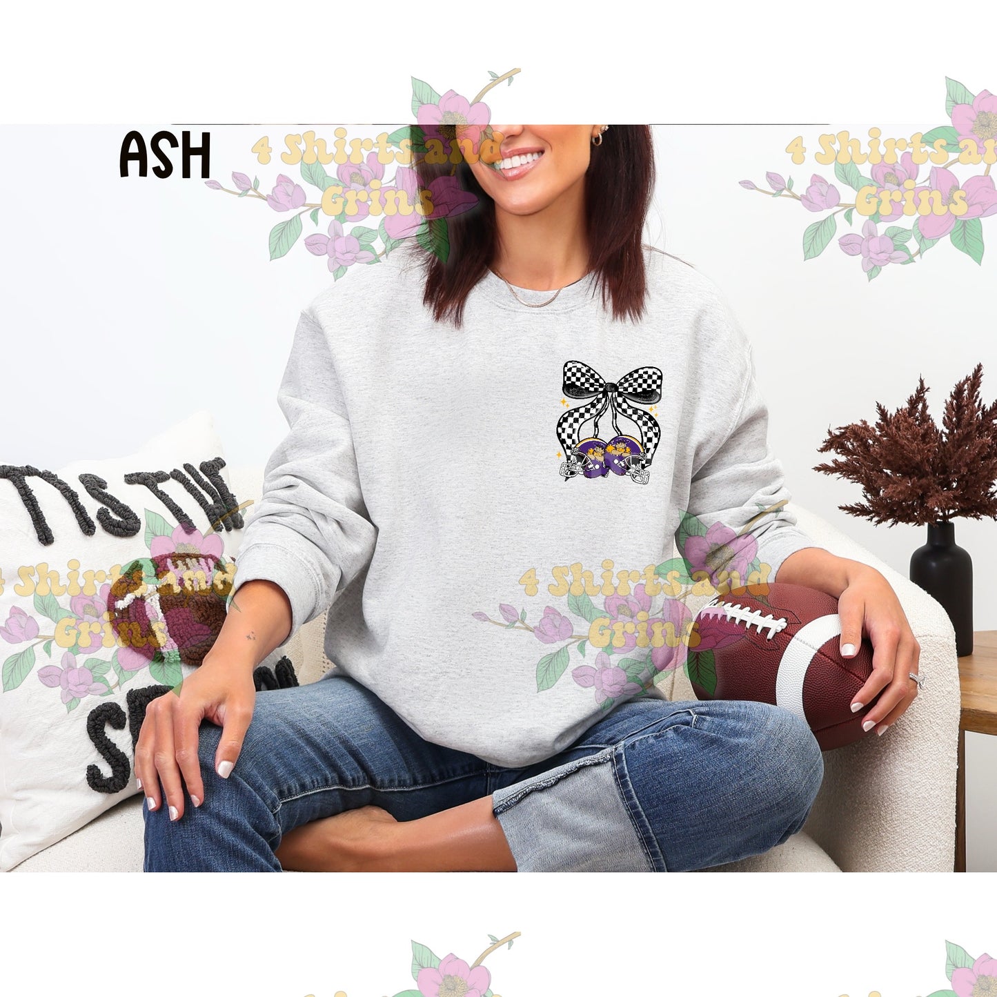 Farmersville Farmers Bow Football Sweatshirt | Comfort Colors Sand or Ash Grey | Spirit Wear Game Day Crewneck (Copy) (Copy)