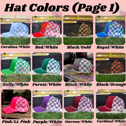 Custom Upside Down or Right Side Up Puff Trucker Hat | Checkered Mesh Back | 5-Panel High Crown Cap