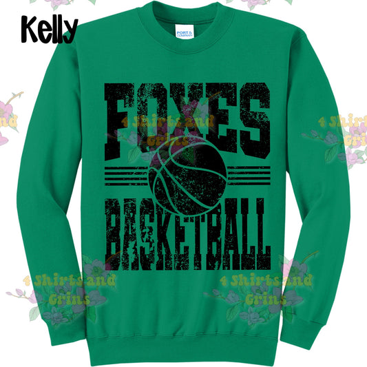 Foxes Basketball Bold Distressed Shirt β Port & Co Kelly (Choose Black or White Design)