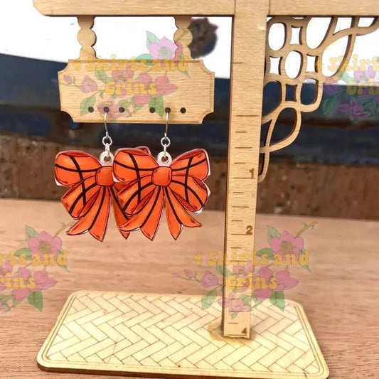 Acrylic Sports Bow Earrings | Softball, Baseball, Basketball, Soccer Statement Earrings โ 2" Lightweight Dangles