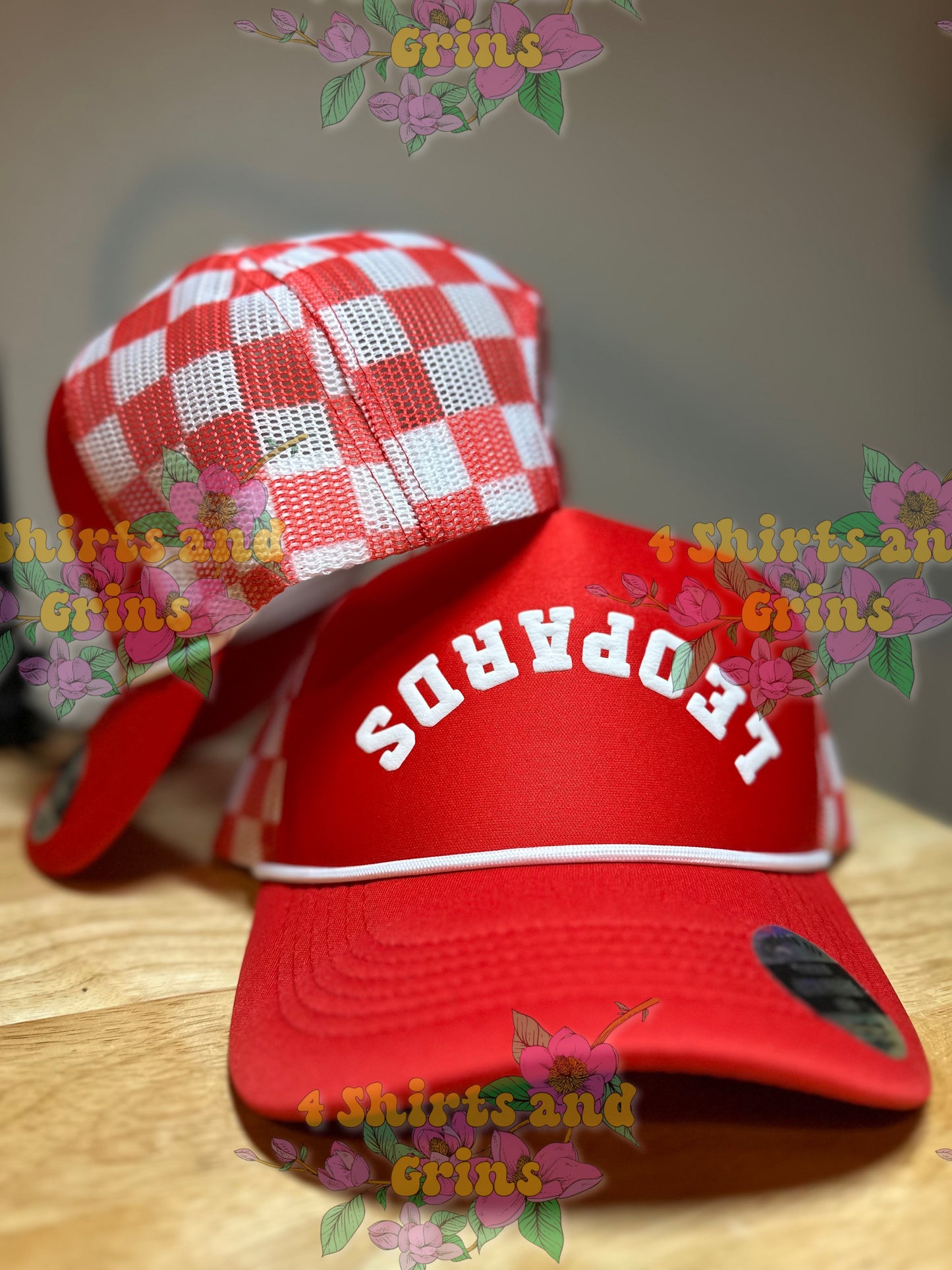 Custom Upside Down or Right Side Up Puff Trucker Hat | Checkered Mesh Back | 5-Panel High Crown Cap
