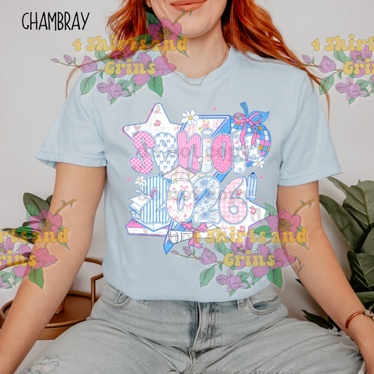 ๐ Preppy Senior 2026 Graphic Tee | Comfort Colorsยฎ | Class of 2026 Graduation Shirt | Girly Senior Shirt | Youth to Adult Sizes
