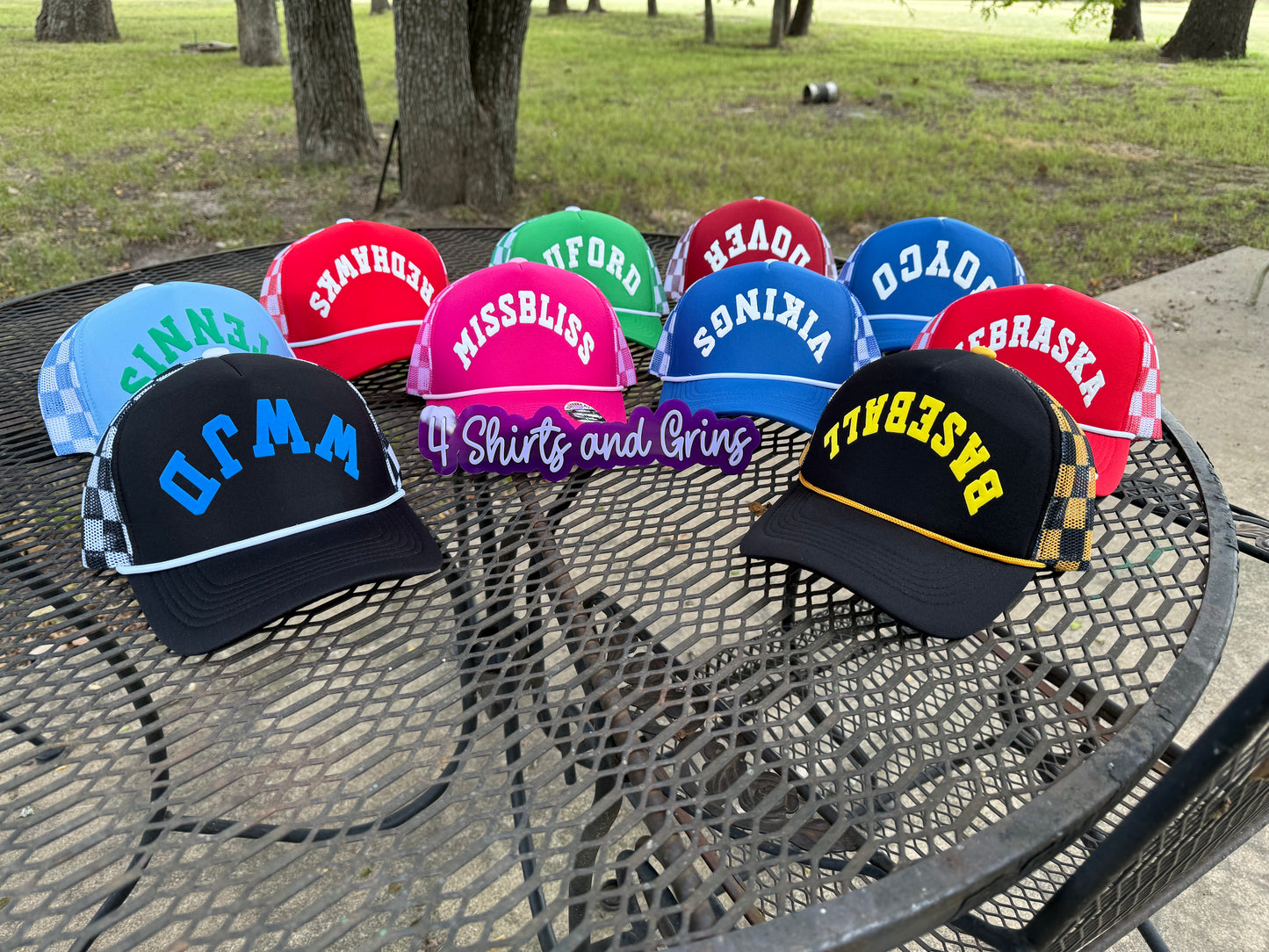 Custom Upside Down or Right Side Up Puff Trucker Hat | Checkered Mesh Back | 5-Panel High Crown Cap