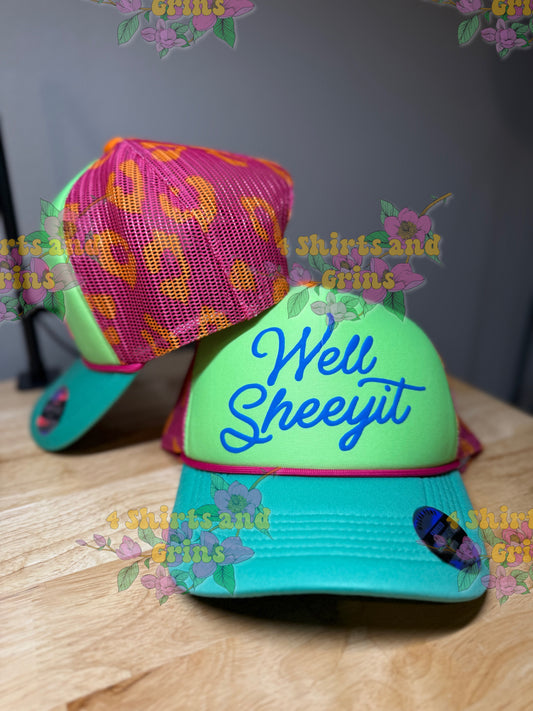 Custom Neon Leopard Trucker Hat | Passenger Princess / Passenger Problem Cap | Puff Vinyl Ponytail Hat | Summer Mesh Snapback