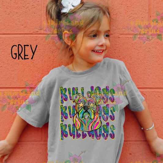 Colorful Bulldogs Spirit Shirt or Sweatshirt | Comfort Colors Tee or Gildan Crewneck