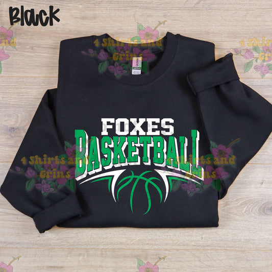 Foxes Basketball Arch Design Shirt β Black or Ash | Gildan or Port & Co